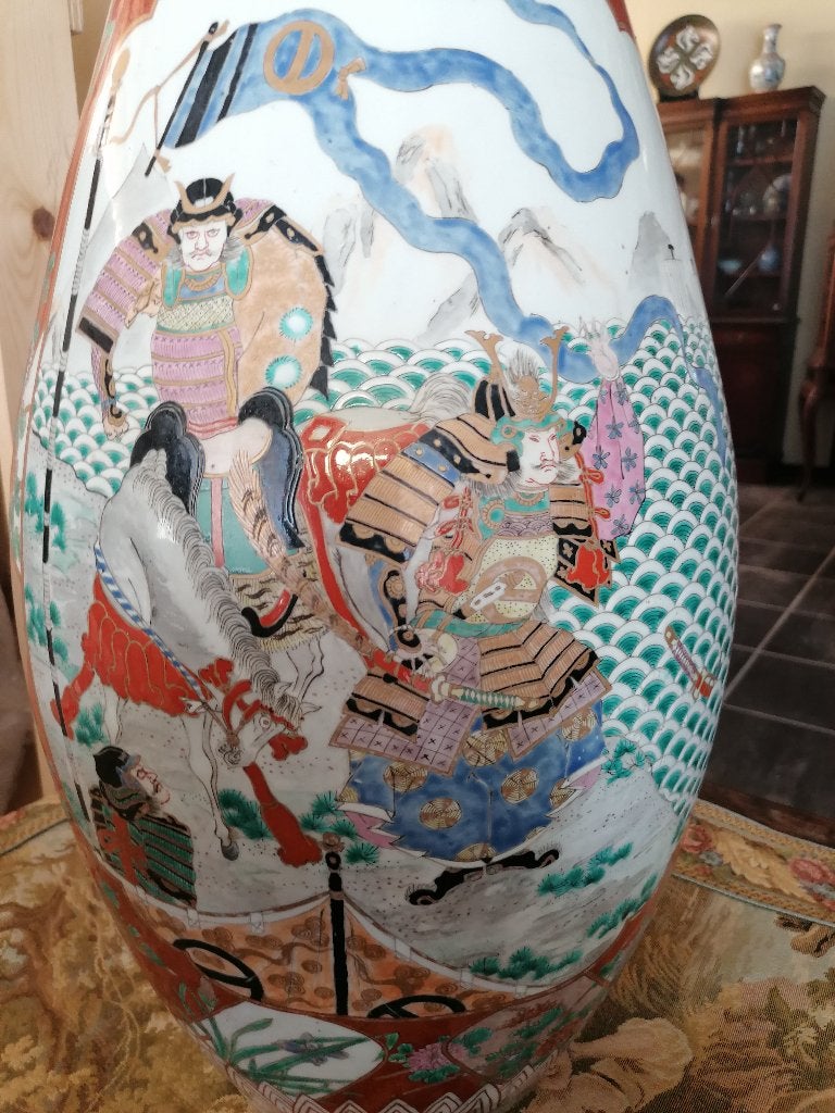 Antiek Japanese Samurai vloer vaas porcelein, Ophalen