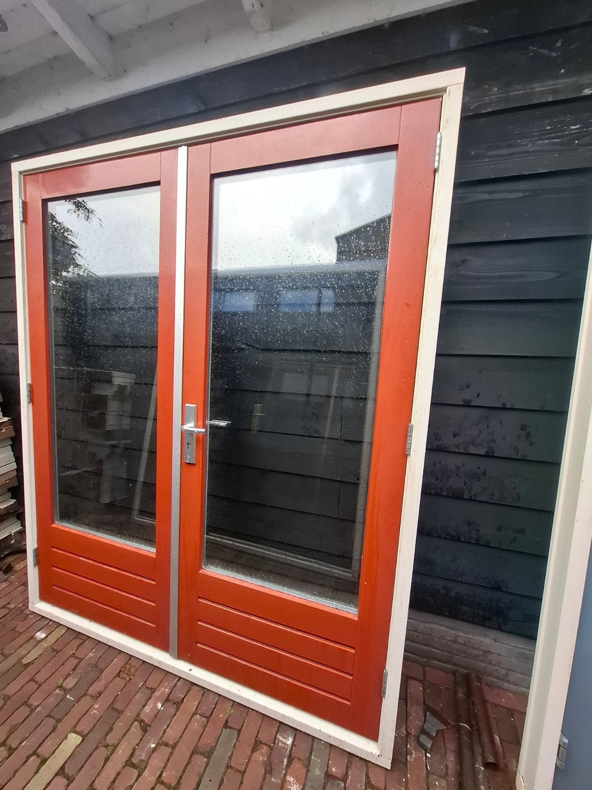 openslaande tuindeuren dubbel glas deuren terrasdeuren pui, Ophalen, Zo goed als nieuw, Hout, Deurkozijn