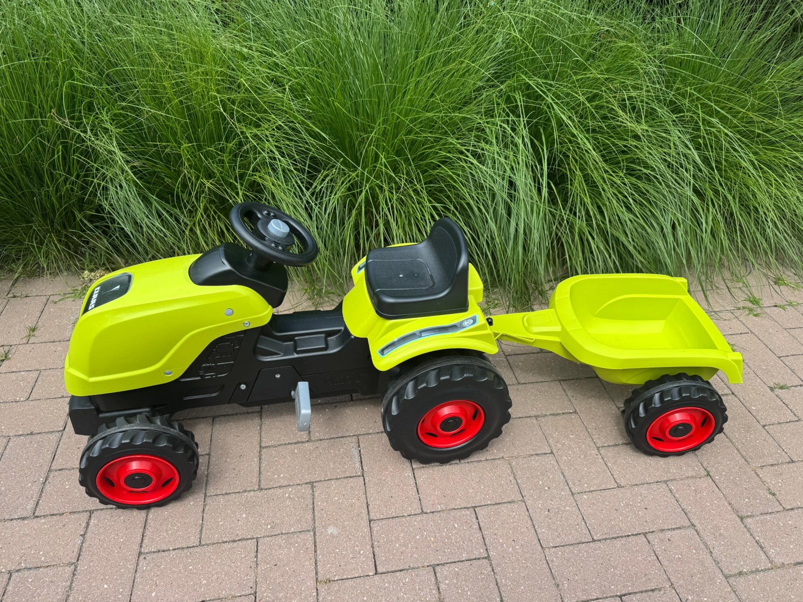 Smoby tractor Claas met trailer, Ophalen, Zo goed als nieuw, Overige merken