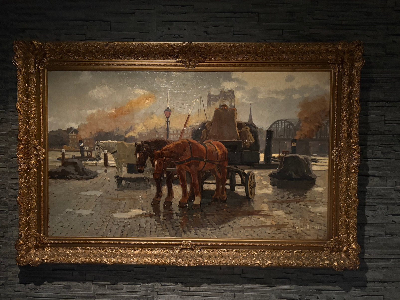 OVERBEEK antiek rotterdams schilderij, Antiek en Kunst, Ophalen of Verzenden