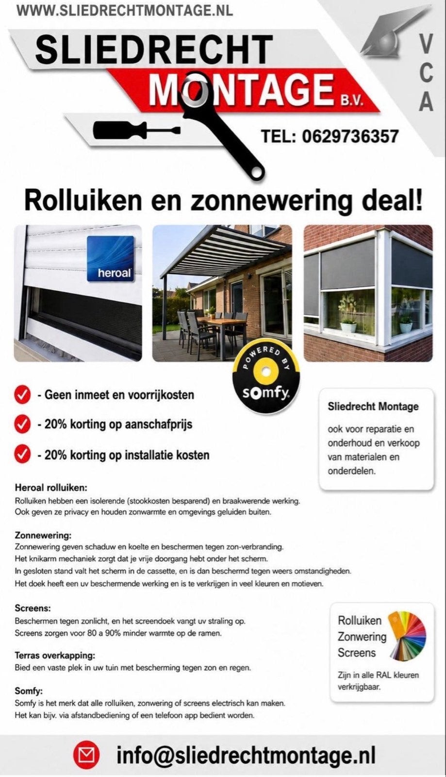 Rolluiken en Zonwering Deal - Sliedrecht Montage, Ophalen of Verzenden, Nieuw, Elektrische bediening