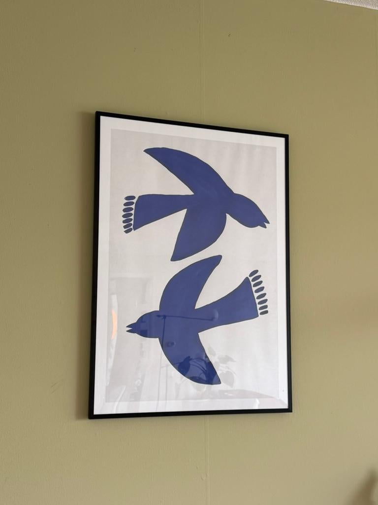 Vliegende vogels blauw, poster 50x70, Ophalen