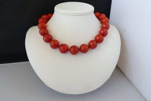 SPONSKORAAL (22 mm) ketting/oorhanger-set, Verzenden, Nieuw, Met edelsteen, Rood