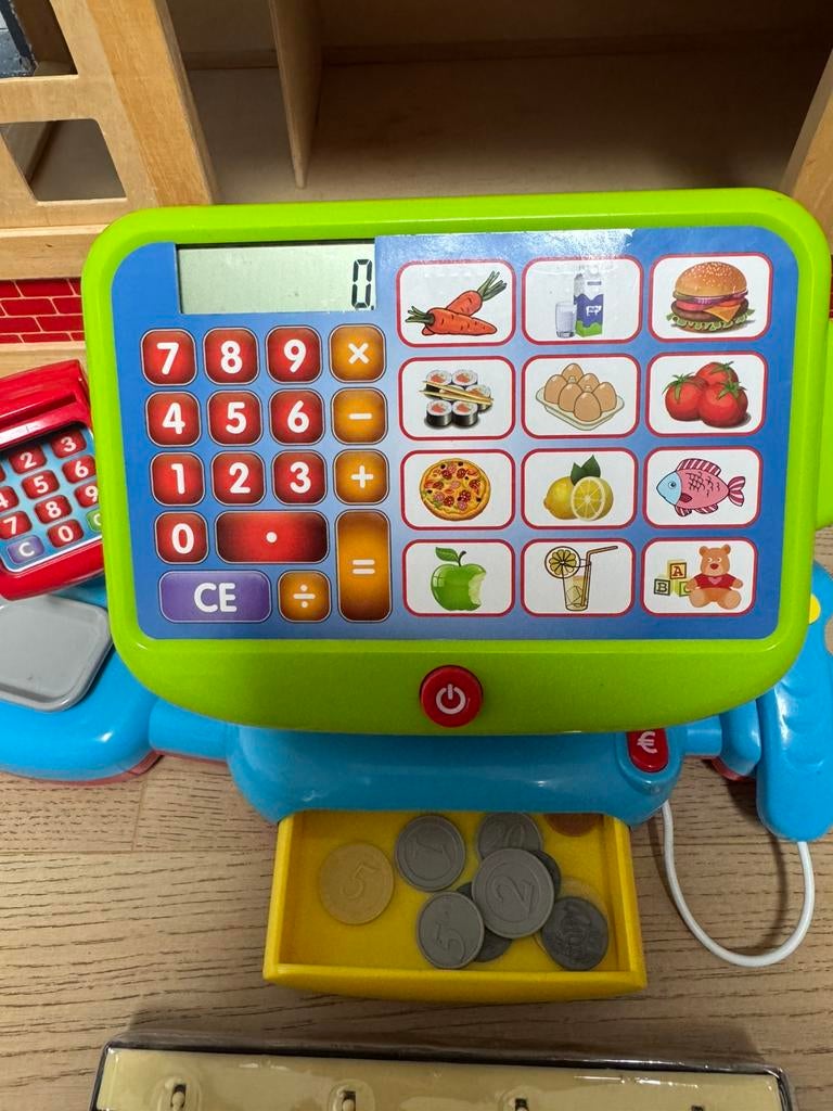 Speelgoed kassa met geld, Ophalen, Gebruikt