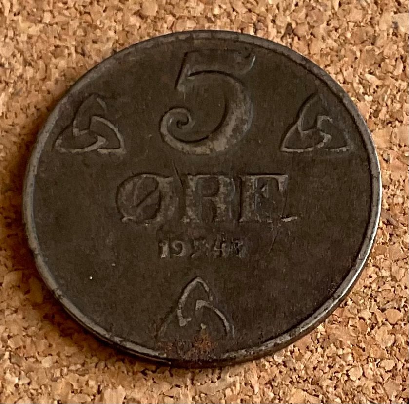 Munt - Noorwegen 5 øre 1943., Ophalen of Verzenden, Overige landen, Losse munt