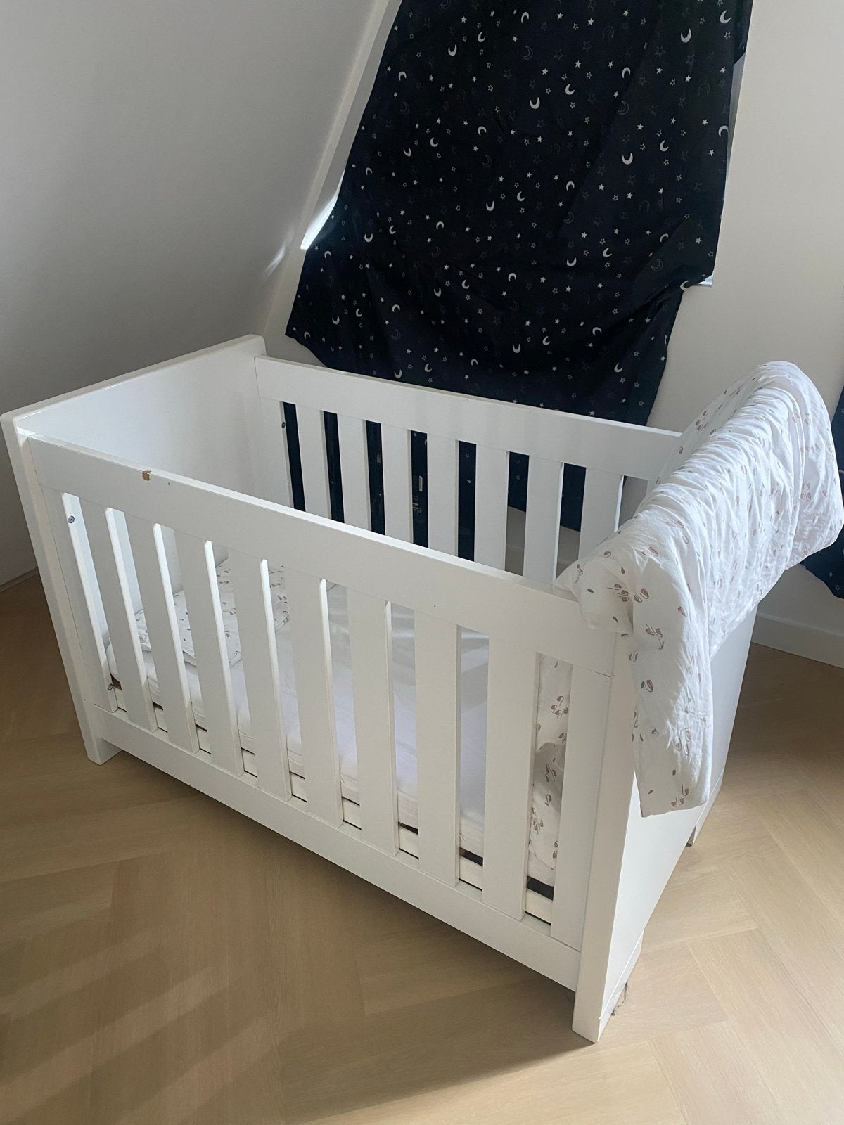 Hoogglans wit ledikant 60x120 met complete set toebehoren, Ophalen, Gebruikt, 70 cm of minder, Wit