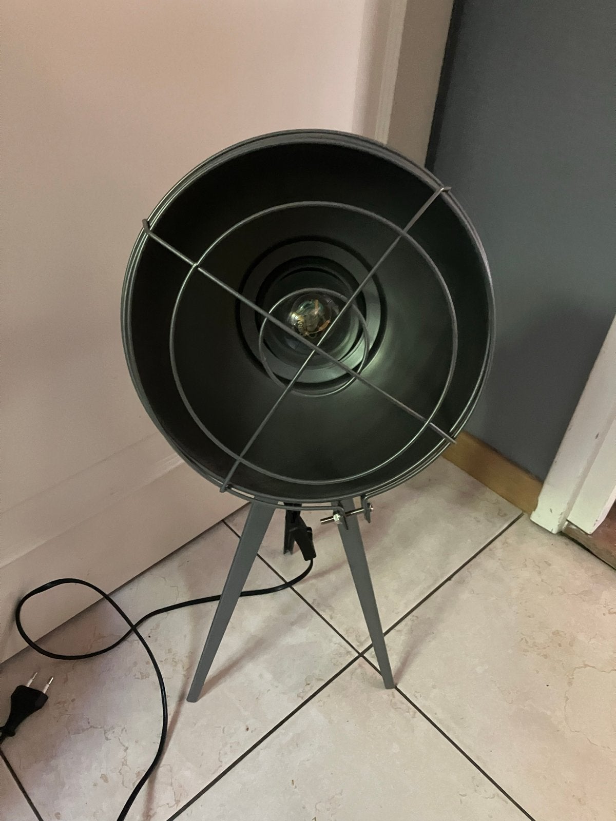 Industriële Tafellamp - 60 cm hoog, verstelbaar, Ophalen, Bureaulamp, E27 (groot), Grijs