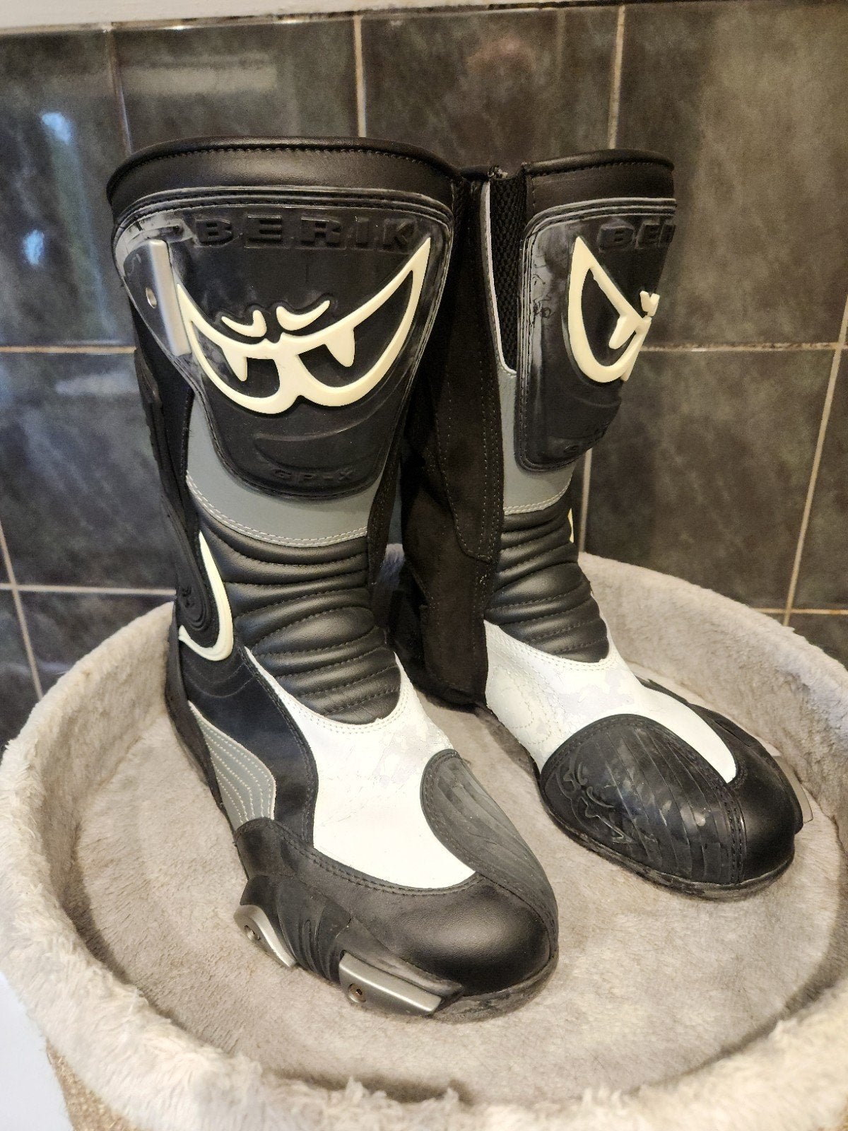 Berik motorlaarzen - Zwart/Wit - Maat 44/45, Kleding | Heren, Zwart, Boots, Berik, Ophalen of Verzenden