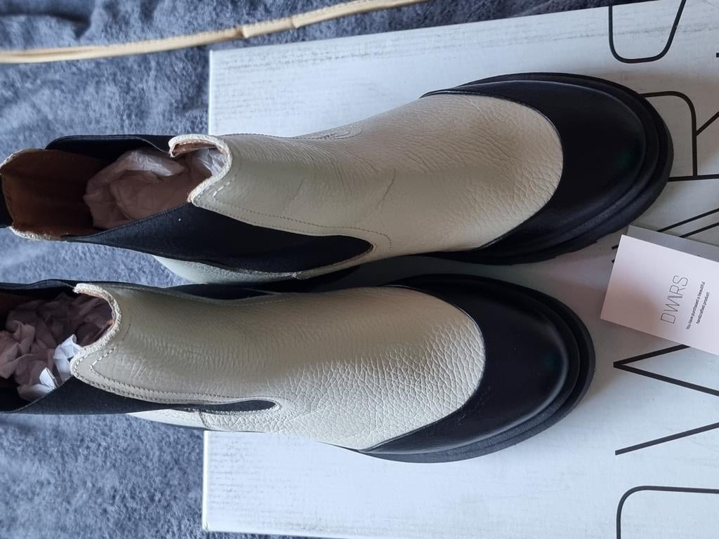 DWRS LABEL Lugo Enkellaarsjes Zwart/Beige Maat 37, Zwart, Lage of Enkellaarzen, Nieuw, Ophalen of Verzenden