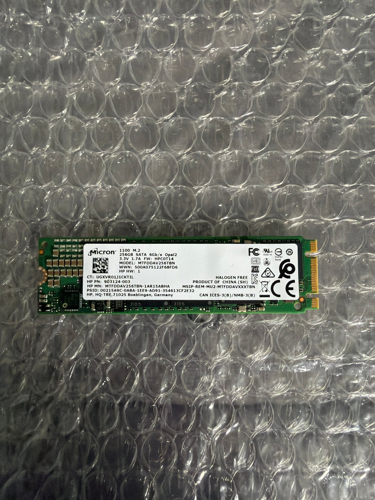 Micron 256GB M.2 SATA SSD, Computers en Software, Intern, Verzenden, Zo goed als nieuw, Laptop
