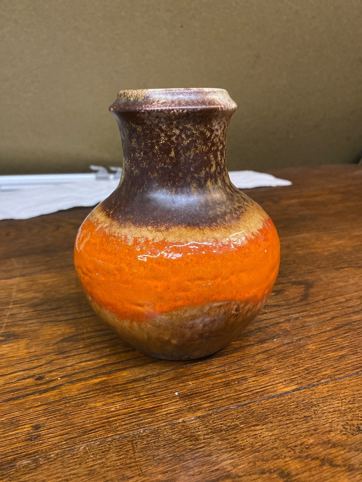 Retro vintage vaas Carstens Tönnieshof bruin oranje 15 cm, Verzenden