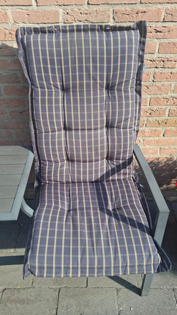 Comfortabele geruite tuinkussens, Tuin en Terras, Tuinmeubel-accessoires, Ophalen, Gebruikt