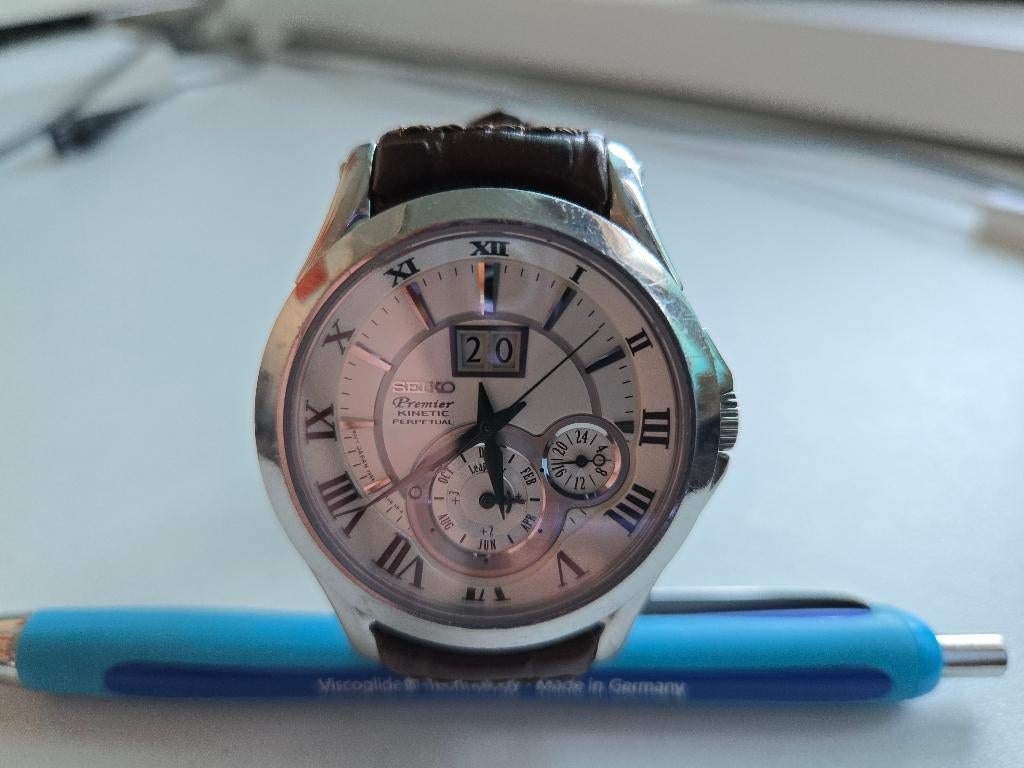 Seiko Premier Kinetic Perpetual, Sieraden, Tassen en Uiterlijk, Horloges | Heren, Seiko, Staal, Polshorloge, Ophalen of Verzenden