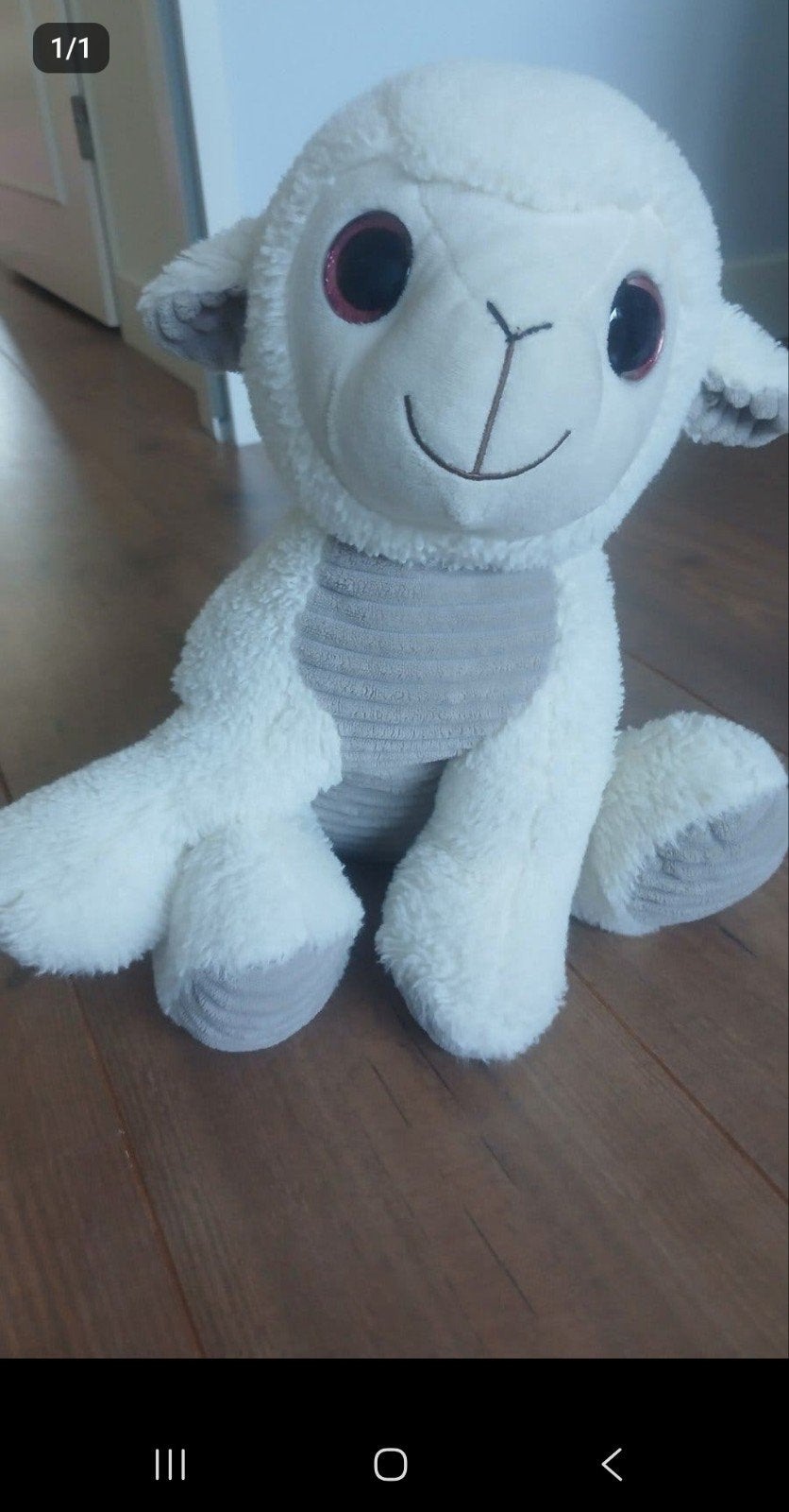 Schattig wit lammetje knuffel met grote ogen, Overige merken, Overige karakters, Overige typen, Ophalen of Verzenden
