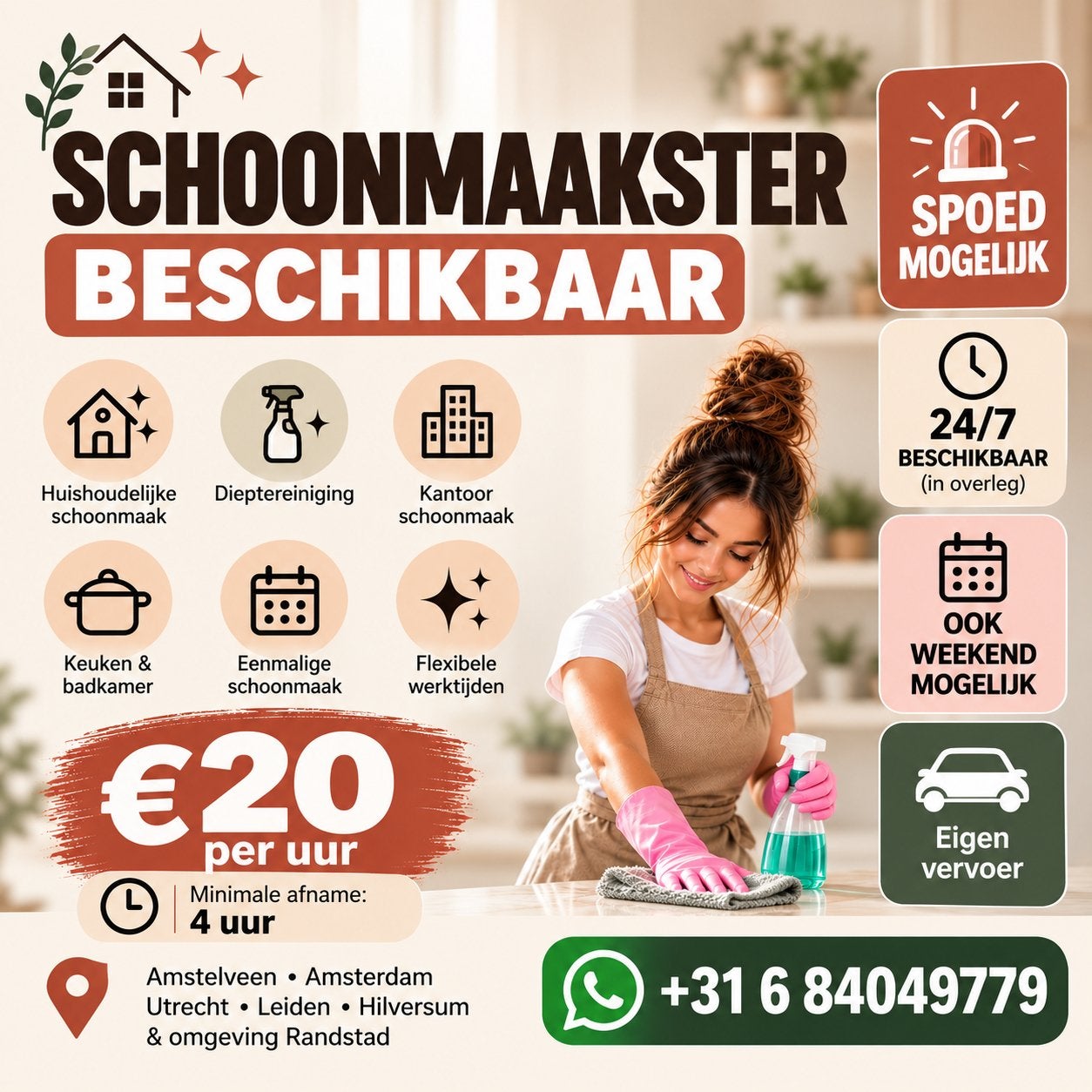 SCHOONMAAKSTER BESCHIKBAAR, Vacatures, Vanaf 5 jaar, Overige vormen