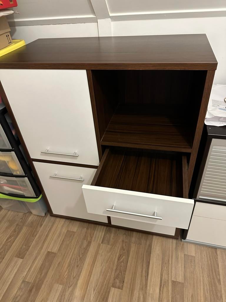Modern dressoir/kast met lades en deuren - 90x44.4x110cm, Huis en Inrichting, Kasten | Ladekasten, Ophalen, Gebruikt, 100 tot 150 cm