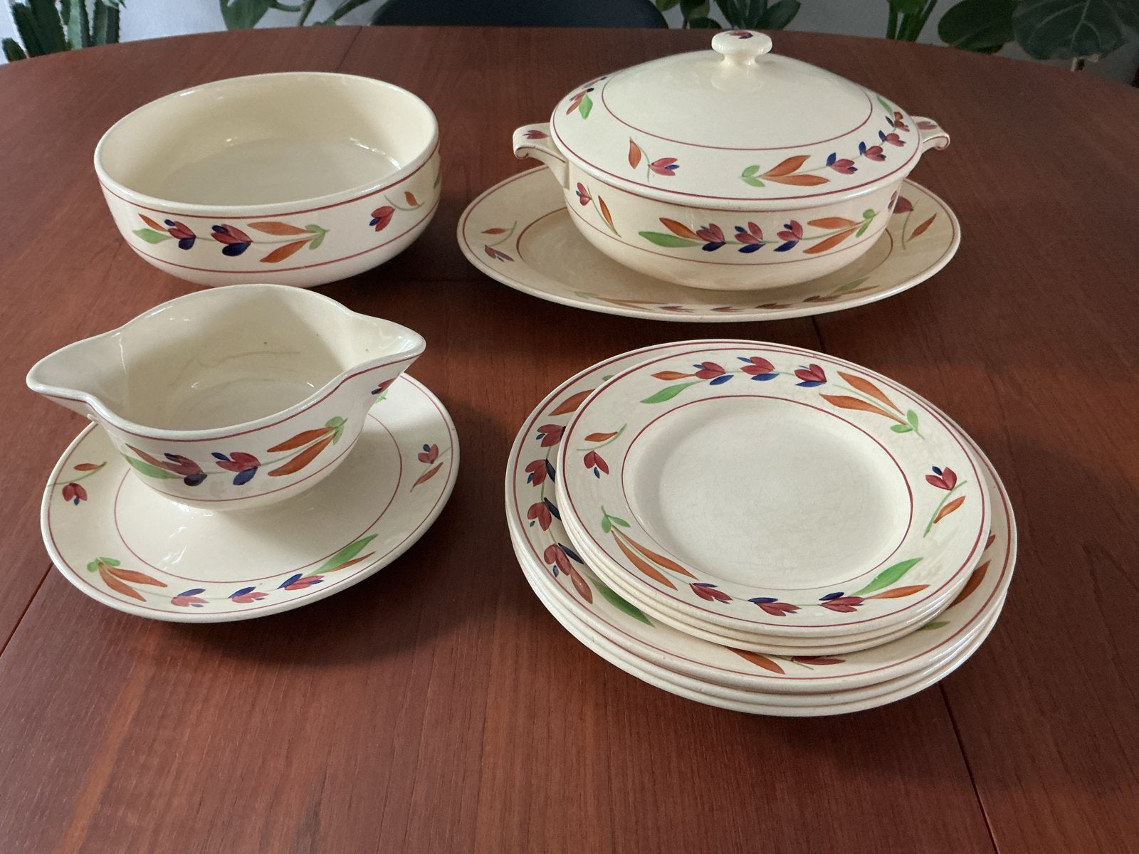 Vintage Gien Jeannine Servies - Handgeschilderd Frans Aardew, Antiek en Kunst, Ophalen