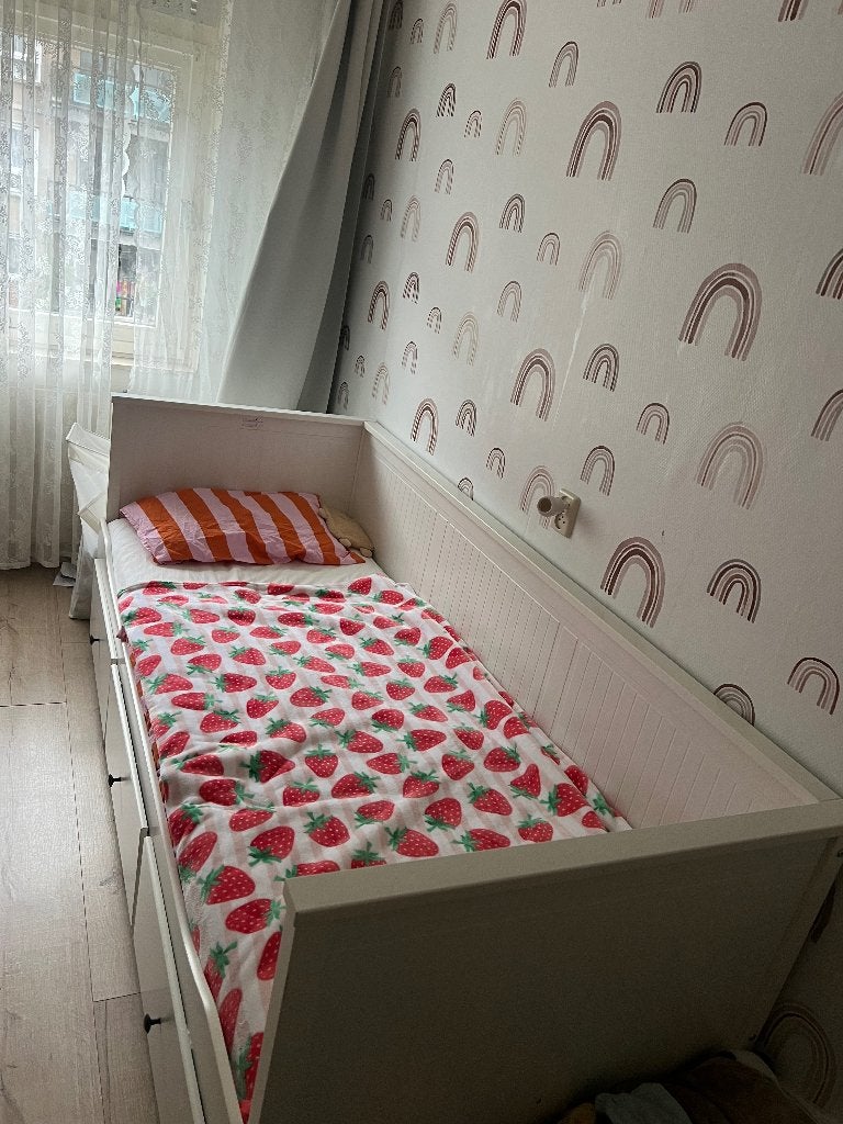Hemnes ikea bedbank, Ophalen, Gebruikt, 90 cm, Wit