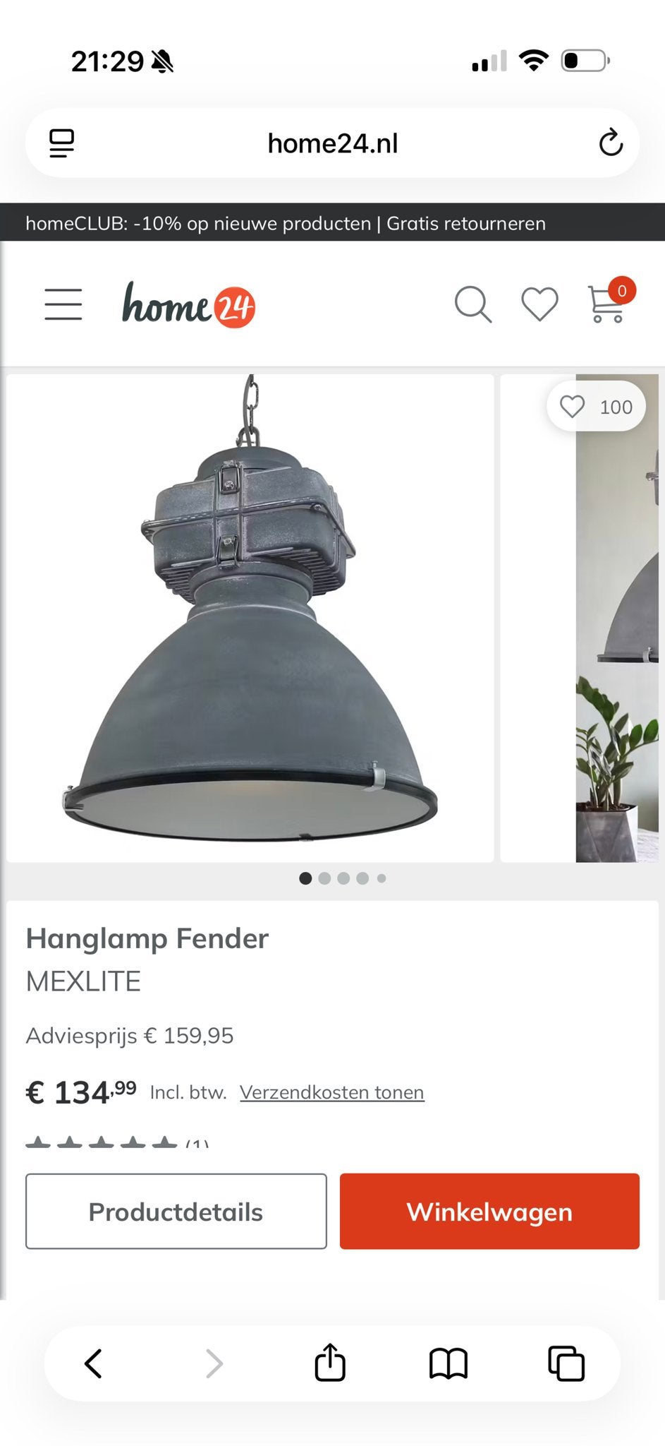 Hanglamp Mexlite Fender grijs betonlook, Ophalen of Verzenden, Zo goed als nieuw, Metaal, E27 (groot)