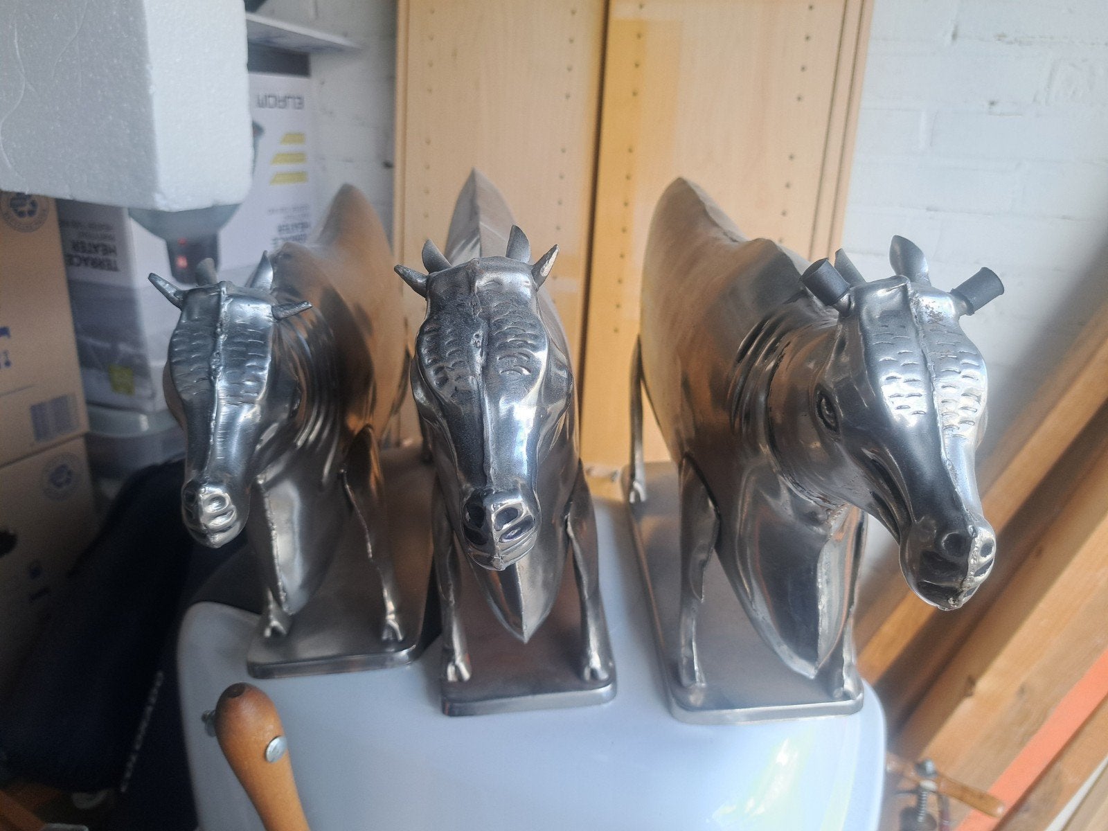 3x metalen koeien, Ophalen, Minder dan 50 cm, Schilderij