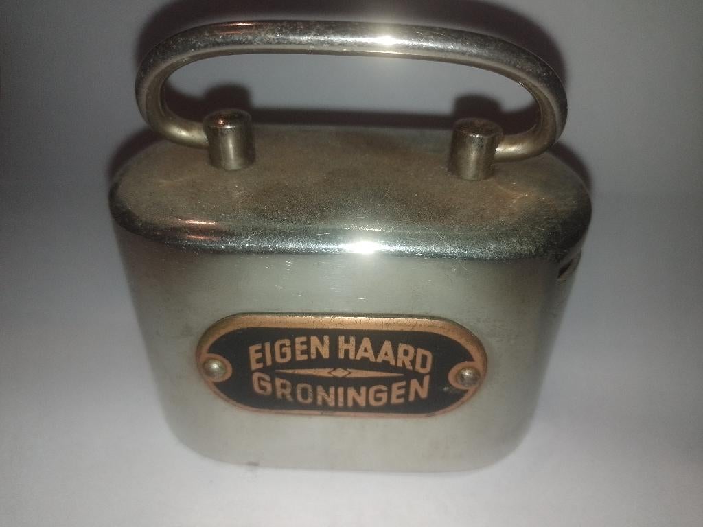 Spaarpot Eigen Haard Groningen., Ophalen of Verzenden, Gebruikt, Metaal of Blik, Overige thema's