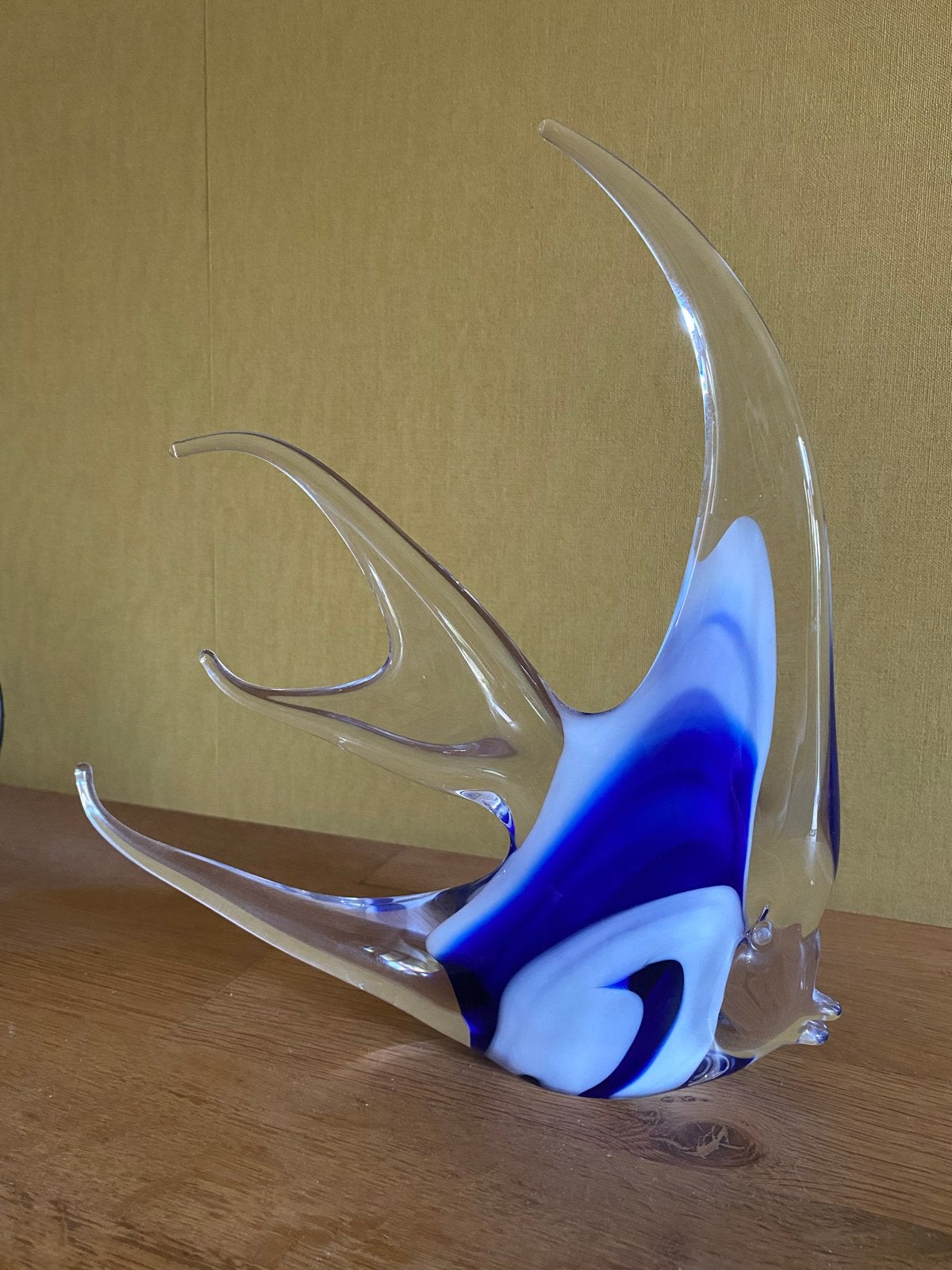 Glazen siervis blauw-wit, Murano stijl, Ophalen of Verzenden