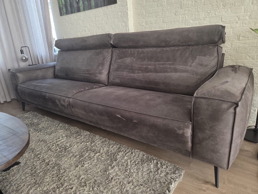 Suede leren bank, Ophalen, 250 tot 300 cm, Driepersoons, Zo goed als nieuw
