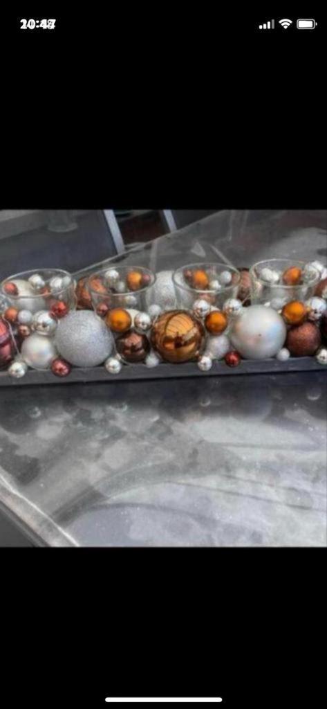 Decoratieve Kandelaar met Kerstballen, Ophalen, Zo goed als nieuw