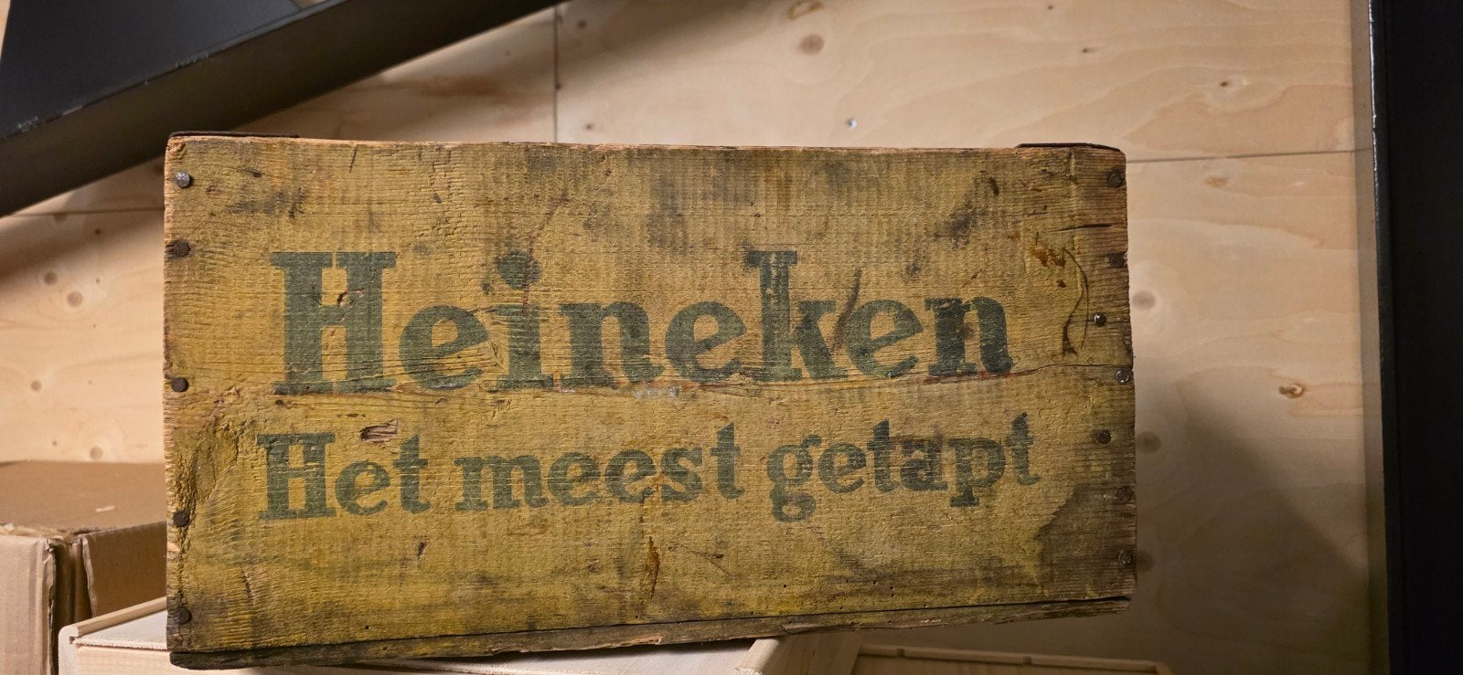 Vintage Heineken Bierkrat - Houten Kist, Verzamelen, Ophalen of Verzenden, Gebruikt, Gebruiksvoorwerp