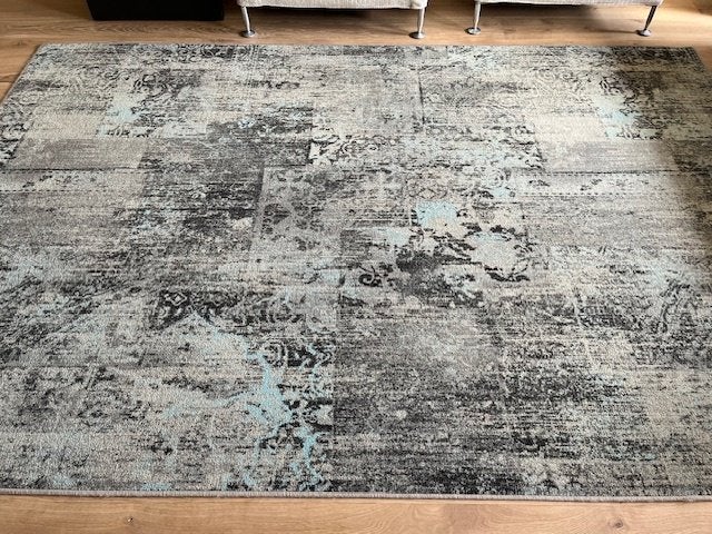 Vloerkleed, laagpolig, 2 x 3 meter, olijfgroen / grijs, Ophalen, Groen, 200 cm of meer, Zo goed als nieuw