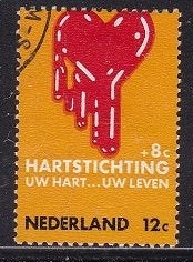 159 - Nederland nvph 975 gestempeld , Hartstichting uw hart, Verzenden, Na 1940, Gestempeld