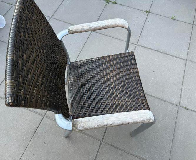 Tuinstoelen, stapelbaar 7 stuks aluminium stevig horeca, Ophalen, Gebruikt, Wicker, Stapelbaar