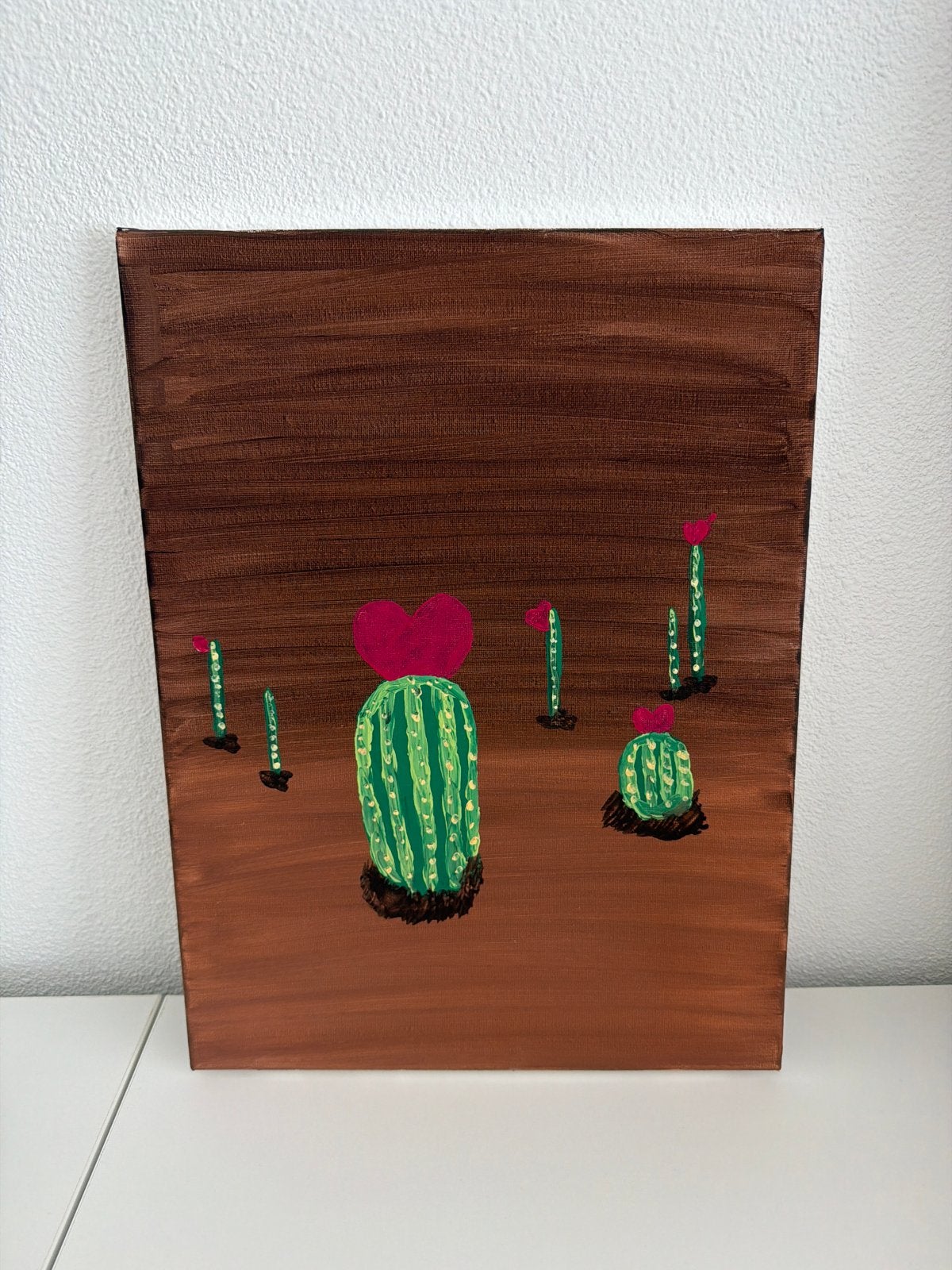 Handgeschilderd canvas: Cactus in Jordaanse woestijn (30x40c, Ophalen of Verzenden