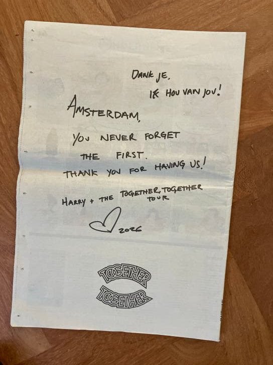 Harry Styles bericht in Parool, Ophalen of Verzenden, 1980 tot heden, Tijdschrift