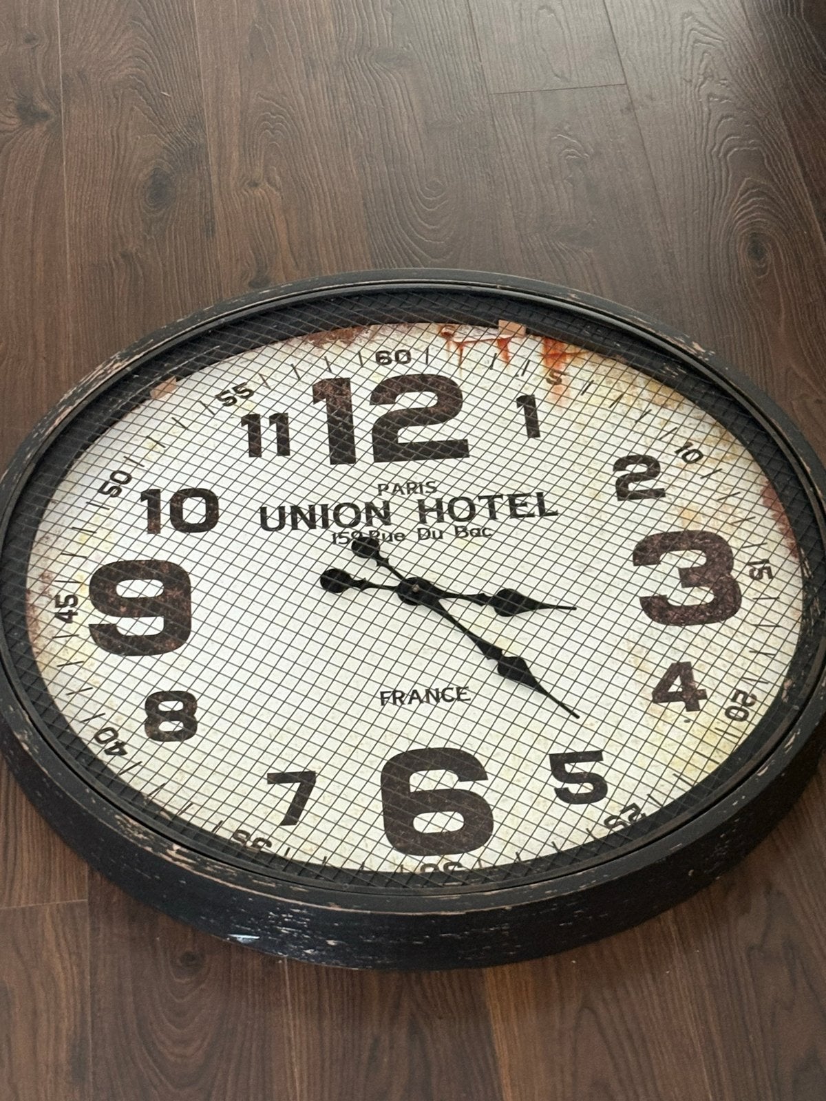 Grote Wandklok 77 cm - Industrieel/Vintage Design, Ophalen, Analoog, Industrieel, Zwart