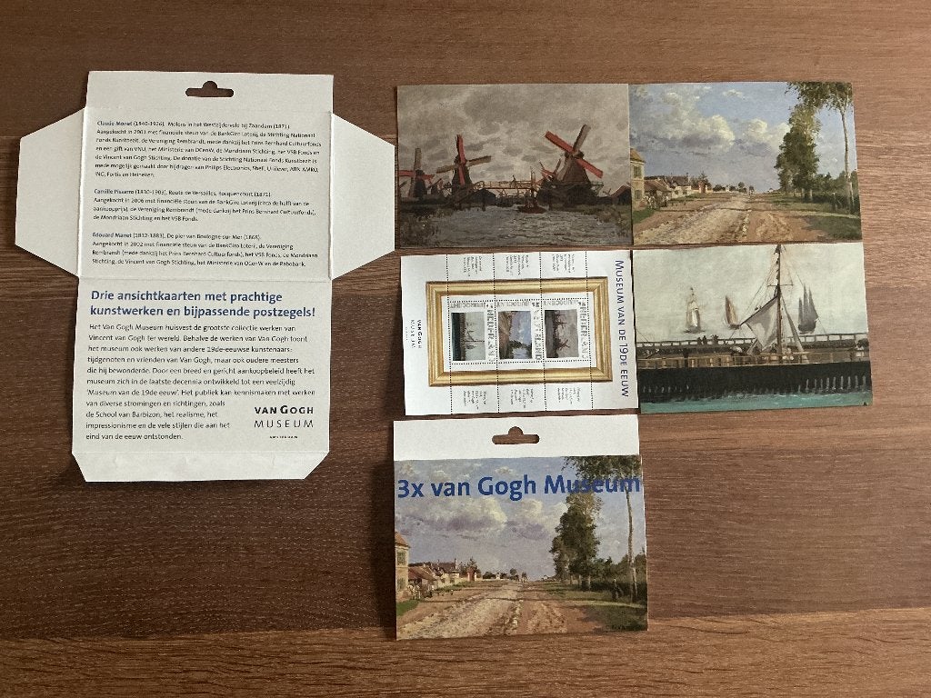 2 x Van Gogh museum postzegels en kaarten in mapje, Verzenden, Na 1940, Postfris