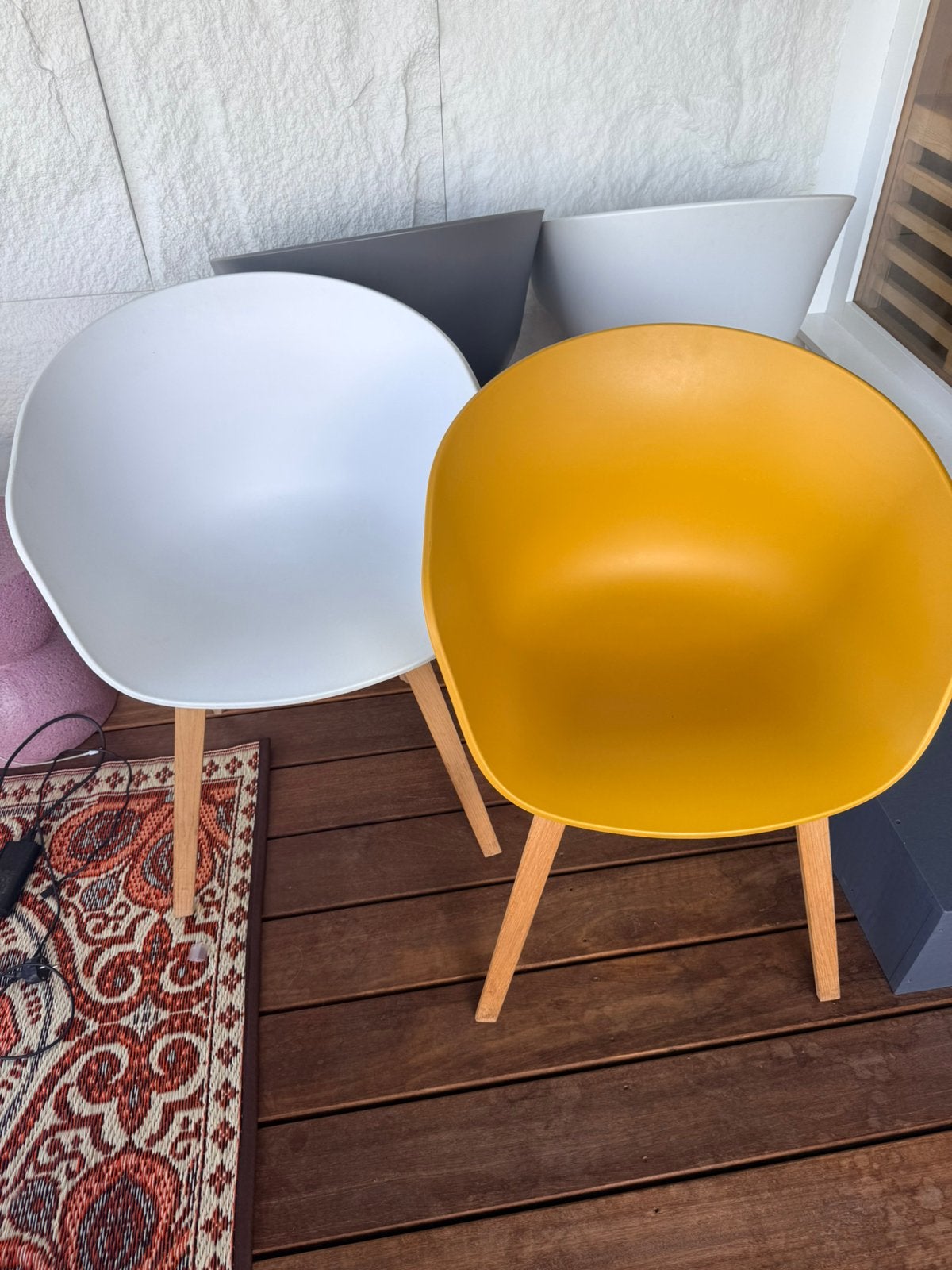 4x hay kuip stoel, Ophalen, Gebruikt, Kunststof
