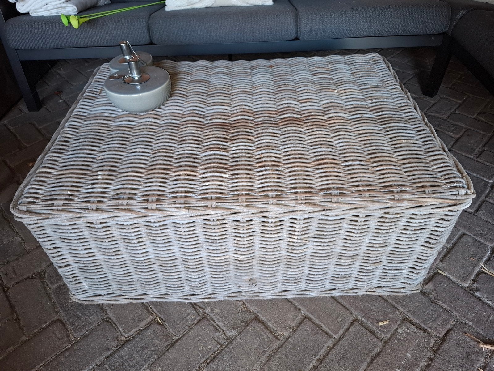 Rotan tuin/salon tafel - 100x70x39 cm, Ophalen, Gebruikt