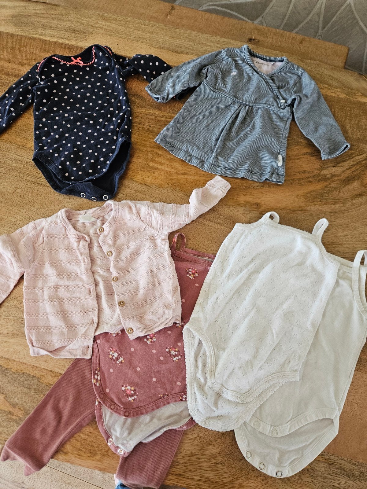 Babykleding set: rompers, vestje, legging,jurkje, mt 62/68, Kinderen en Baby's, Babykleding | Overige, Ophalen of Verzenden, Gebruikt