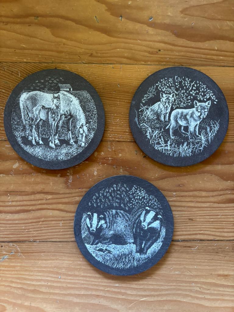 Vintage leistenen onderzetters uit Engeland, Ophalen of Verzenden, Glas of Kopje