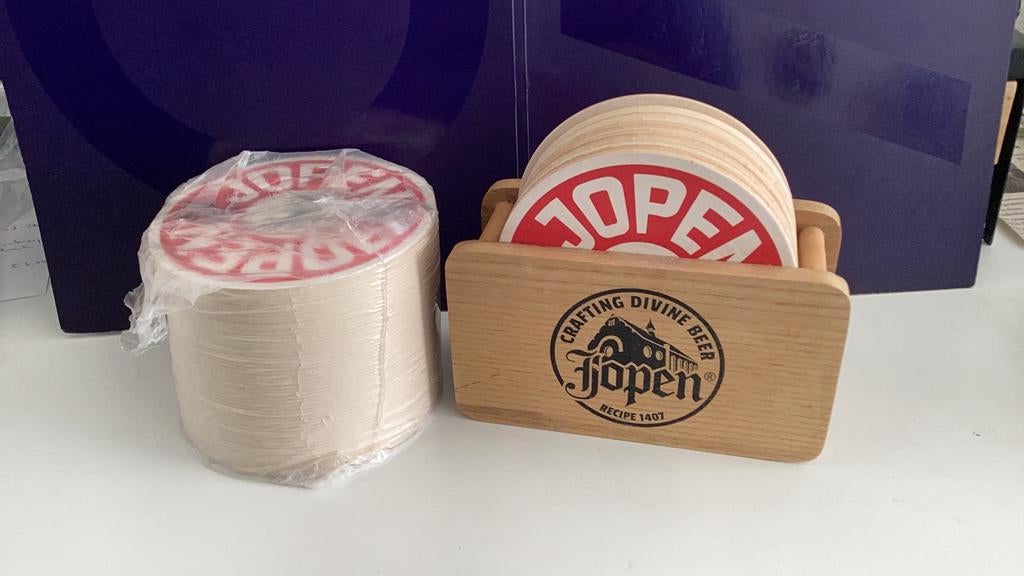 Jopen Bier Viltjeshouder en extra set viltjes Haarlem, Ophalen of Verzenden, Zo goed als nieuw, Viltje(s), Overige merken