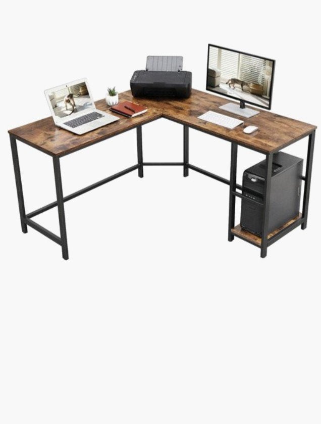ACAZA Hoekbureau Industrieel Vintage Bruin Zwart 138x50x76cm, Ophalen, Spaanplaat of MDF, Hoekbureau, Industrieel
