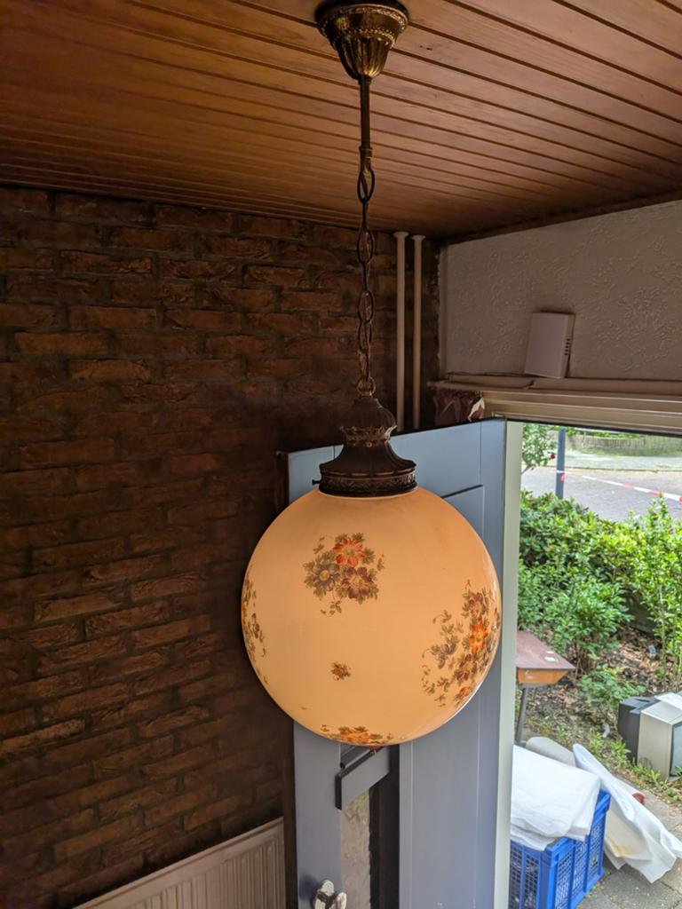 Vintage glazen bol/hanglamp uit de jaren '60, Antiek en Kunst, Ophalen