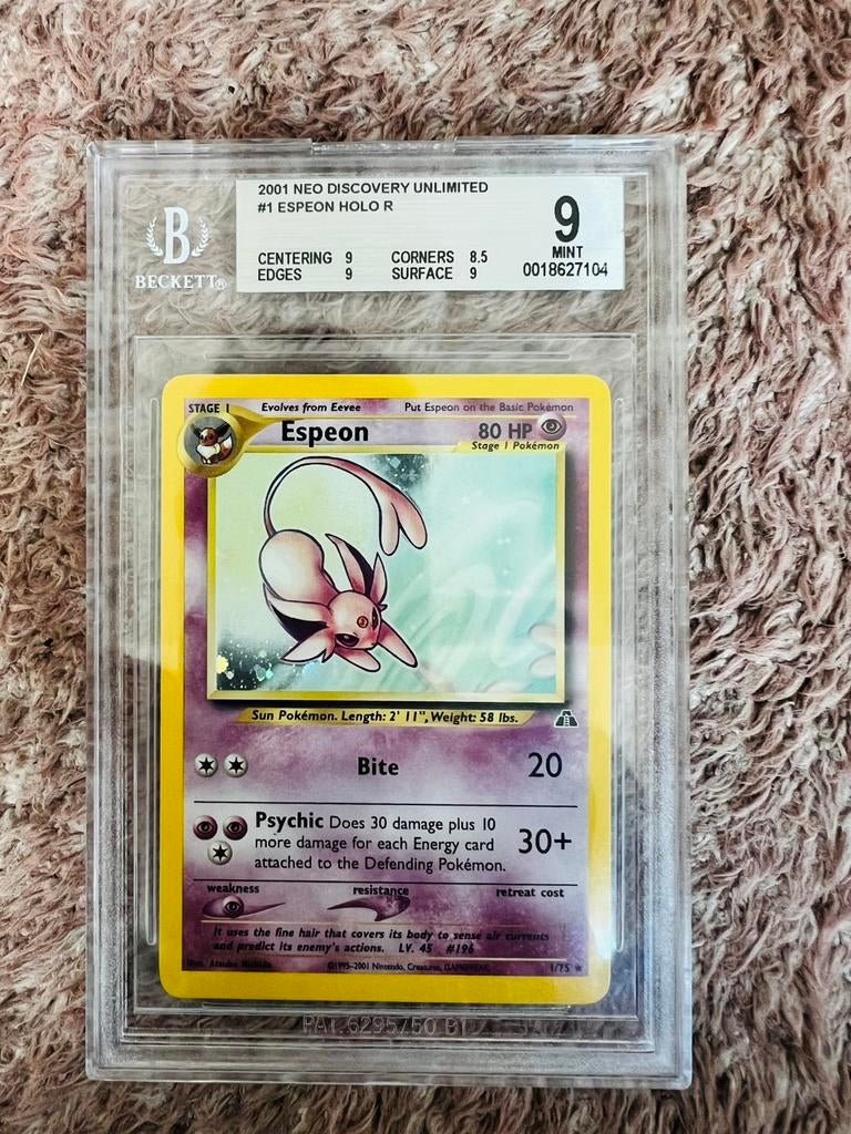 Pokemon Espeon holo - Neo Discovery - BGS 9, Ophalen, Zo goed als nieuw