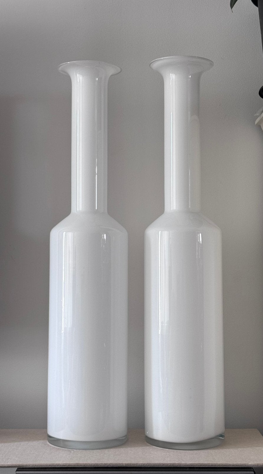 set van 2 Design Grote melkglas vazen wit 82x18cm vloervazen, Ophalen, Zo goed als nieuw, Wit, Hout