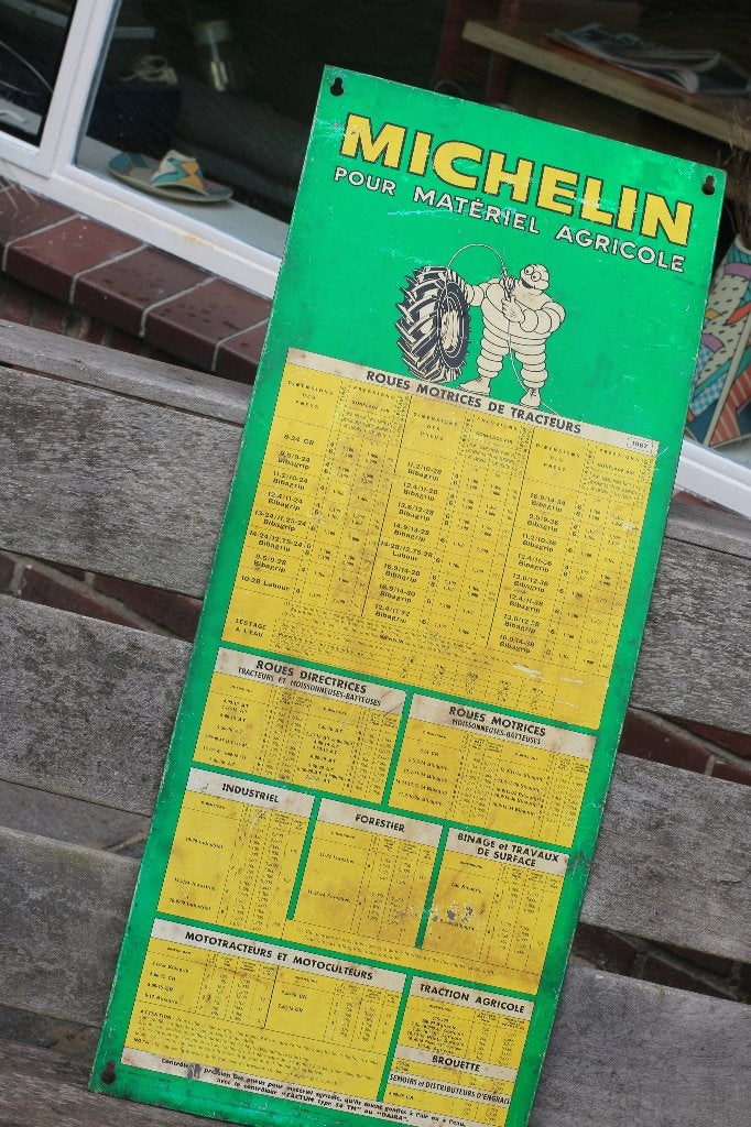 blikken MICHELIN bandenspanningstabel 1967, Ophalen of Verzenden, Gebruikt, Overige typen