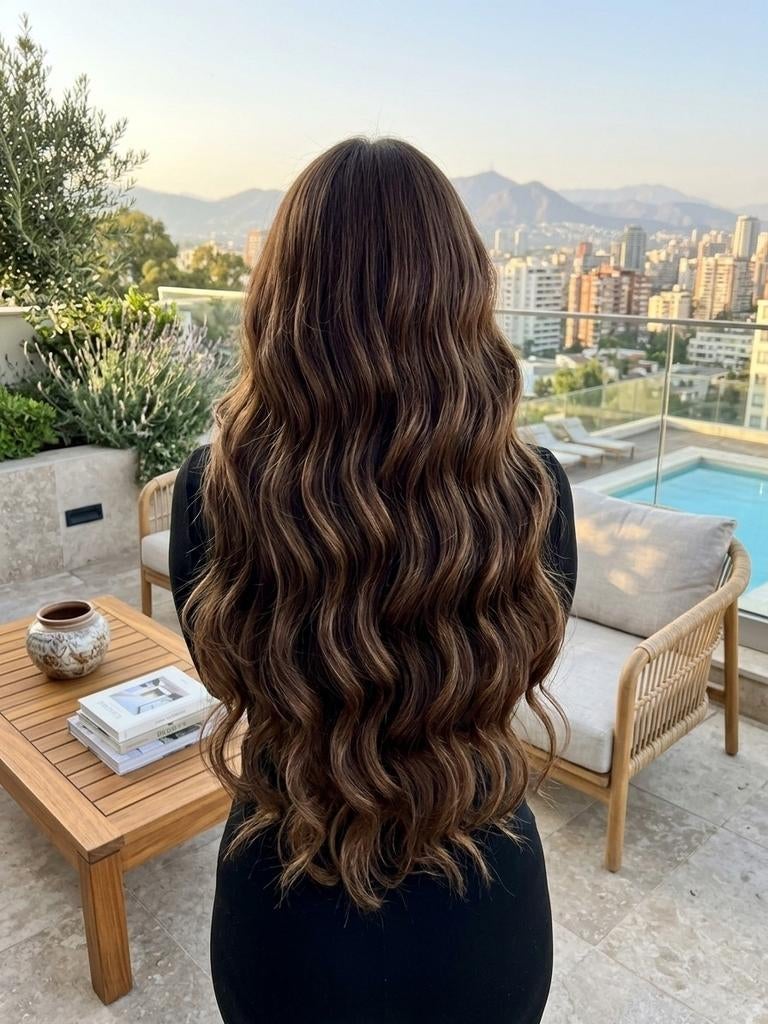 Haarverlenging bruin met highlights, Ophalen of Verzenden