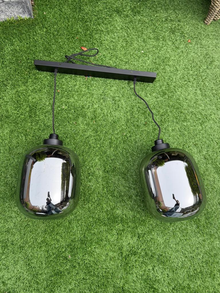 Industriële hanglampen voor boven eettafel, Ophalen, Minder dan 50 cm, Industrieel, Glas