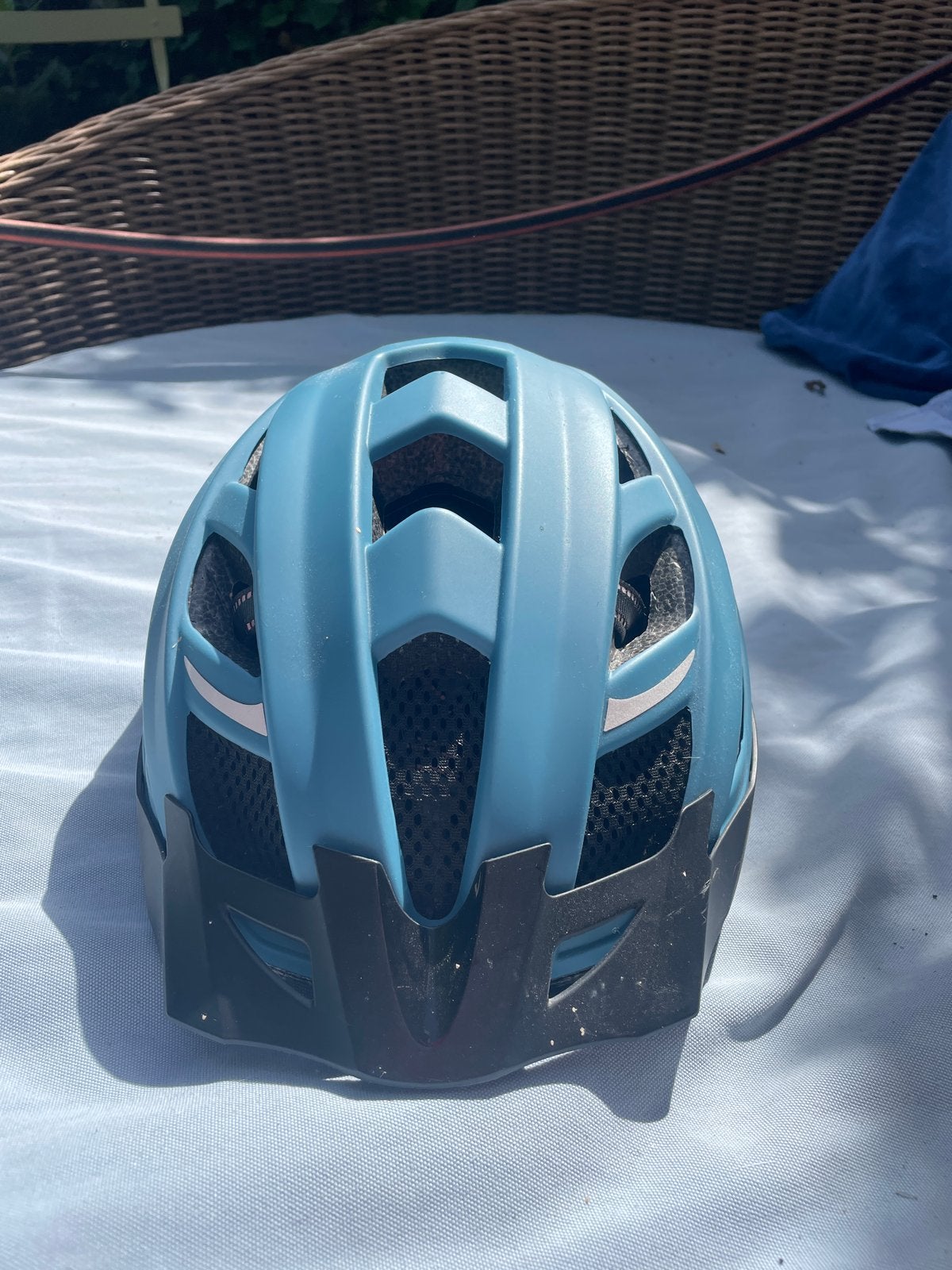 Fietshelm met LED-achterlicht - Blauw, Ophalen of Verzenden, Gebruikt, Overige maten, Heer of Dame