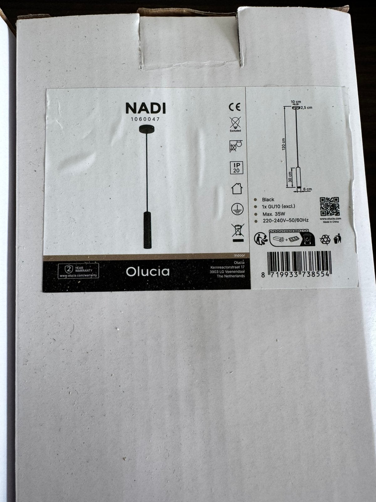Olucia Nadi hanglamp zwart. NIEUW!!, Ophalen of Verzenden, Nieuw, Metaal, GU10